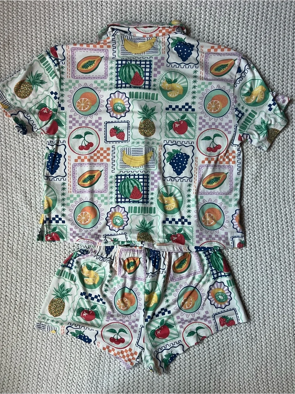 P.J. Salvage Fruit Cloud Soft Pajama Set Short Sleeve Sleepwear PJs Cute Size XS